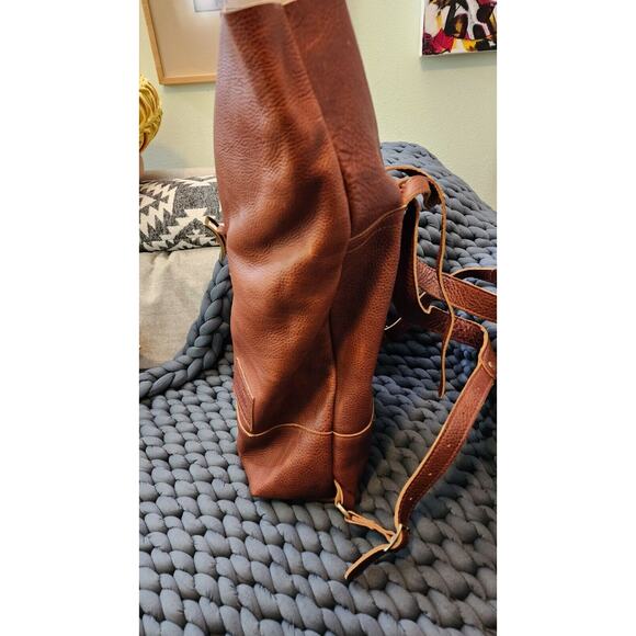 Portland Leather Goods Roll Top Backpack Sedona / Nutmeg Brown Pebbled Leather - Picture 9 of 15